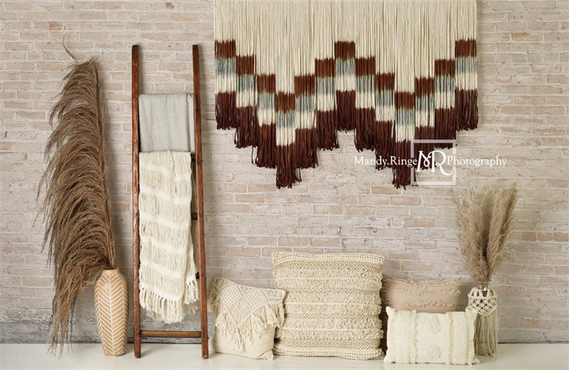 Kate Southwest Boho Backdrop Macrame and Pampas Designed by Mandy Ringe Photography - Kate Backdrop AU