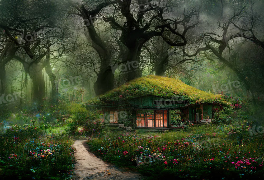 Kate Spring Magic Forest Backdrop Flower House Green for Photography - Kate Backdrop AU