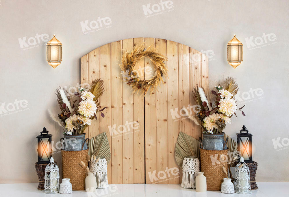 Kate Boho Wood Barn Door Backdrop Designed by Emetselch - Kate Backdrop AU