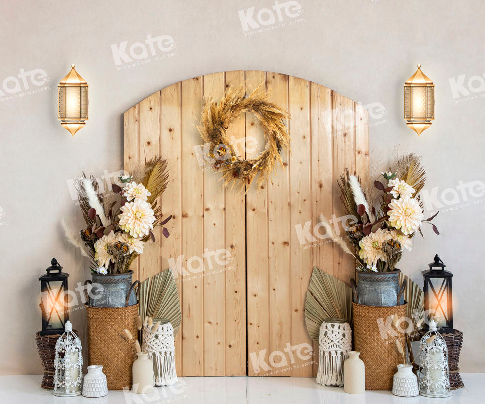 Kate Boho Wood Barn Door Backdrop Designed by Emetselch - Kate Backdrop AU