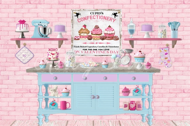Kate Cupids Valentines Bakery Backdrop Designed by Ashley Paul - Kate Backdrop AU