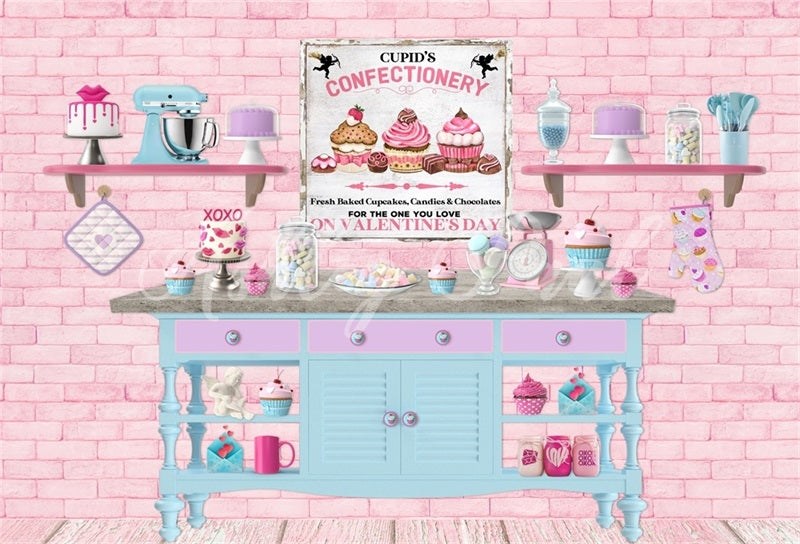 Kate Cupids Valentines Bakery Backdrop Designed by Ashley Paul - Kate Backdrop AU