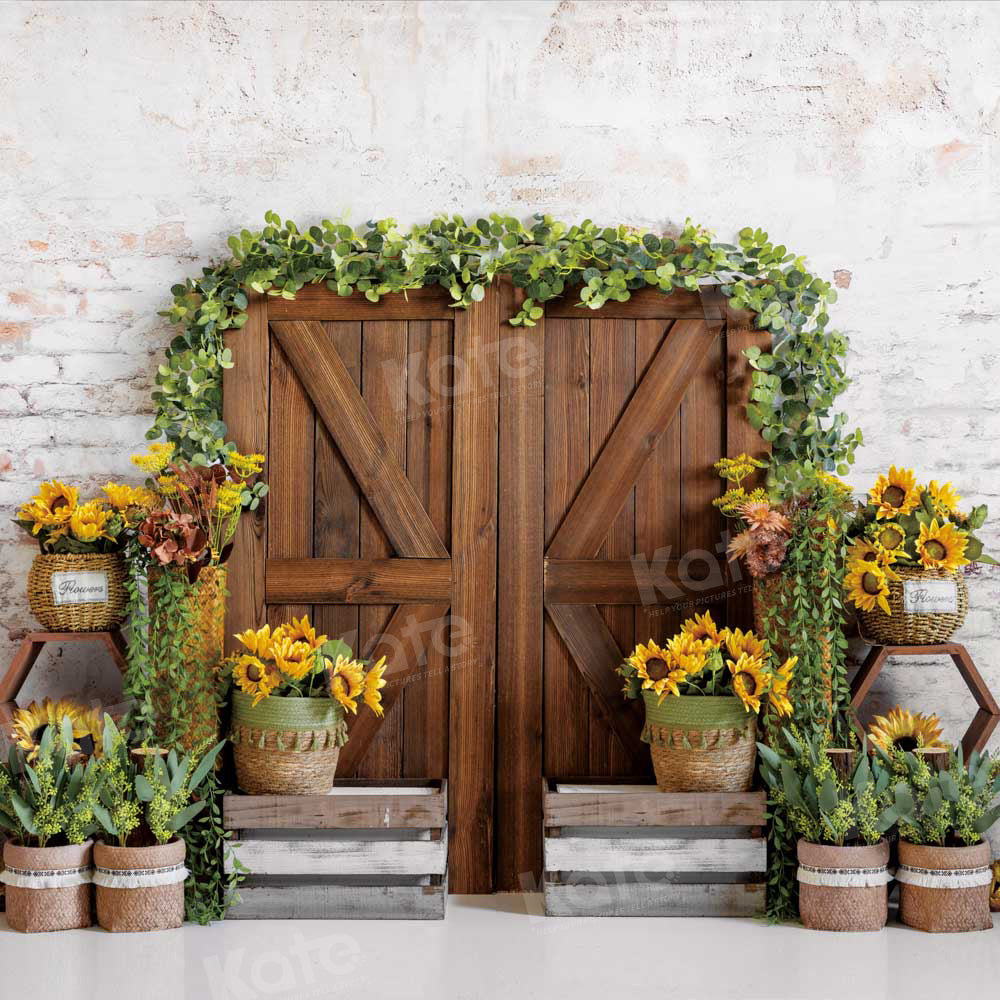 Kate Summer/Autumn Barn Door Backdrop Sunflower Designed by Emetselch