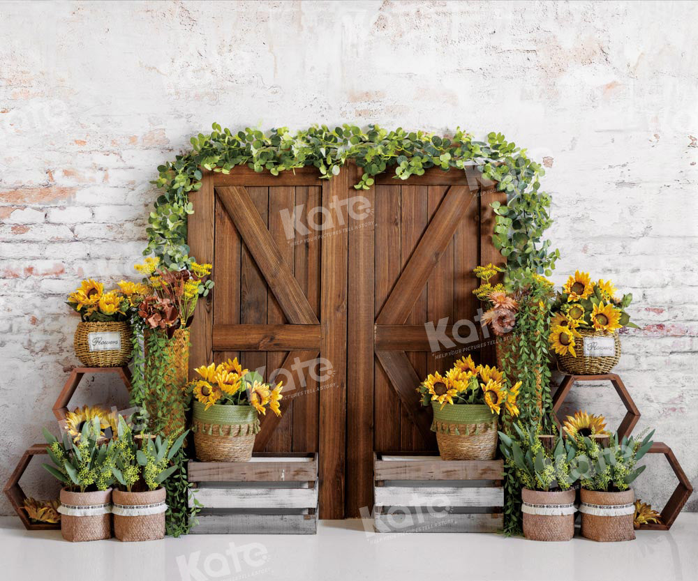 Kate Summer/Autumn Barn Door Backdrop Sunflower Designed by Emetselch