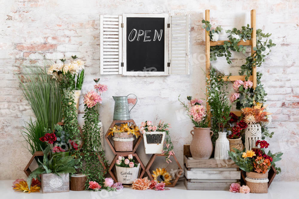 Kate Spring Flower Backdrop Brick Wall Designed by Emetselch - Kate Backdrop AU