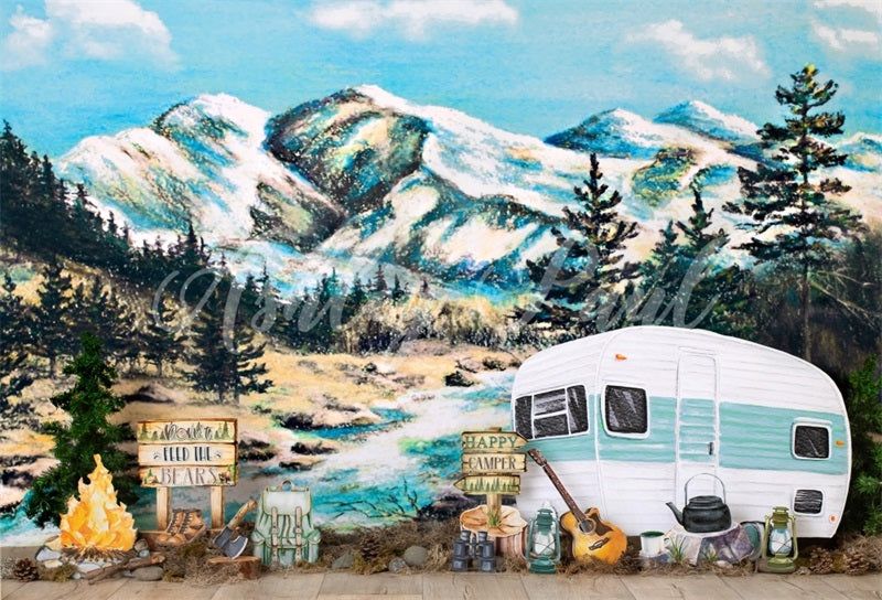 Kate Winter Camping Backdrop Designed by Ashley Paul - Kate Backdrop AU