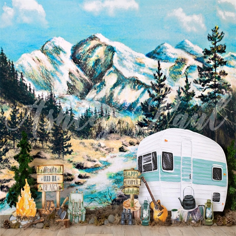 Kate Winter Camping Backdrop Designed by Ashley Paul - Kate Backdrop AU