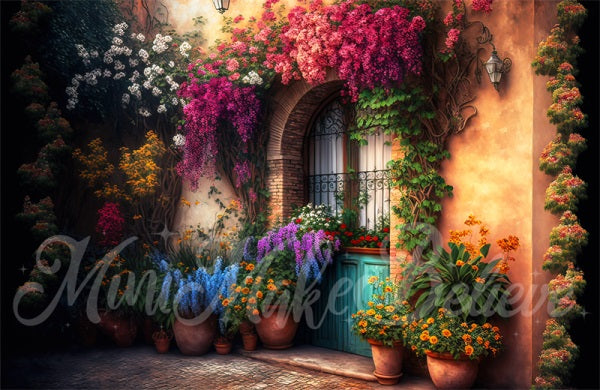 Kate Spring Floral Backdrop Colorful Casa Painted Outdoors Designed by Mini MakeBelieve - Kate Backdrop AU