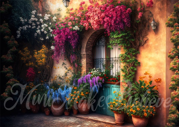 Kate Spring Floral Backdrop Colorful Casa Painted Outdoors Designed by Mini MakeBelieve - Kate Backdrop AU