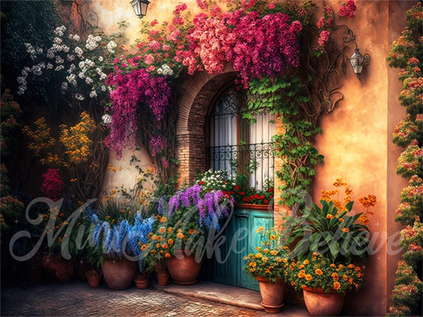 Kate Spring Floral Backdrop Colorful Casa Painted Outdoors Designed by Mini MakeBelieve - Kate Backdrop AU