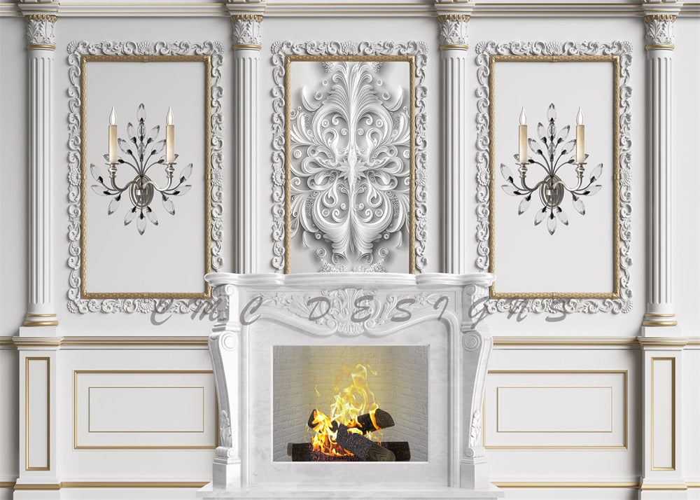 Kate Elegant Mantle Backdrop Fireplace Designed by Candice Compton