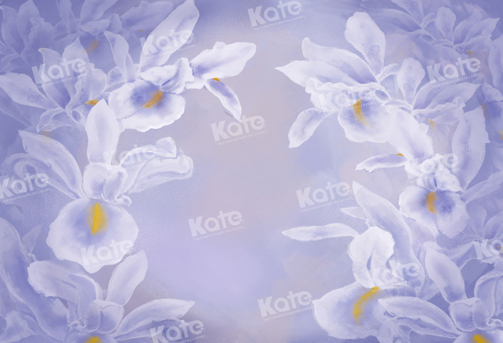 Kate Light Purple Blue Floral Backdrop Portrait Fine Art Designed by GQ