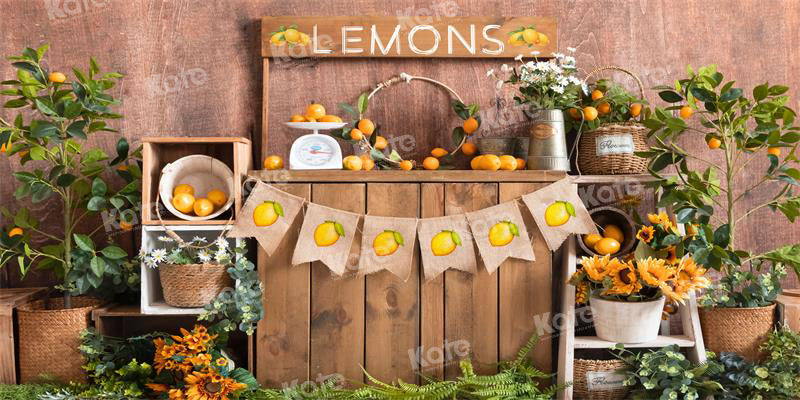 Kate Summer Lemon Sale Backdrop Sunflower for Photography