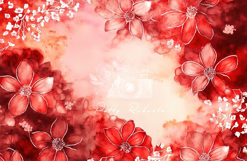 Kate Red Vintage Flowers Backdrop Designed by Patty Roberts