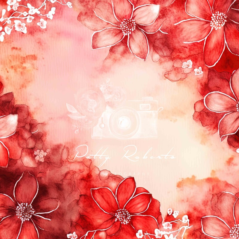 Kate Red Vintage Flowers Backdrop Designed by Patty Roberts
