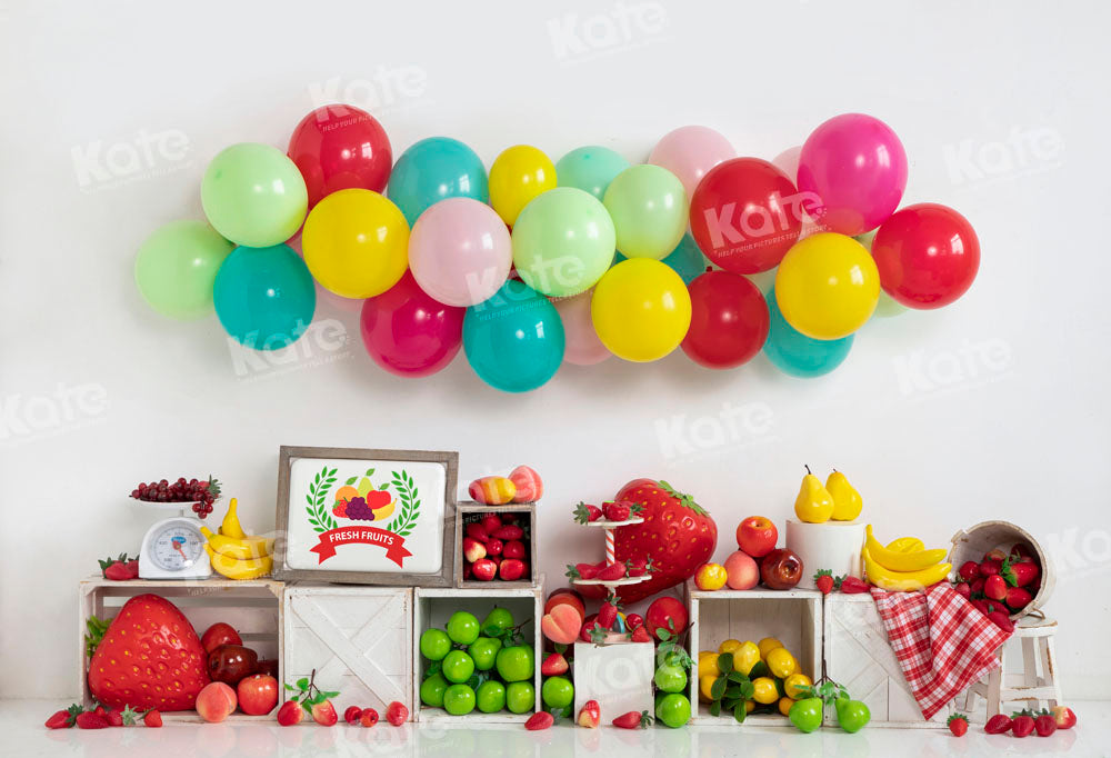 Kate Fruit Balloon Party Backdrop Cake Smash Designed by Emetselch - Kate Backdrop AU