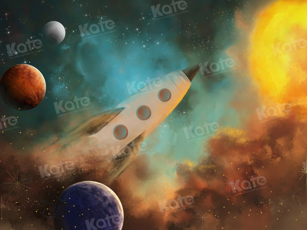 Kate Universe Planet Backdrop Rocket Cake Smash Designed by GQ