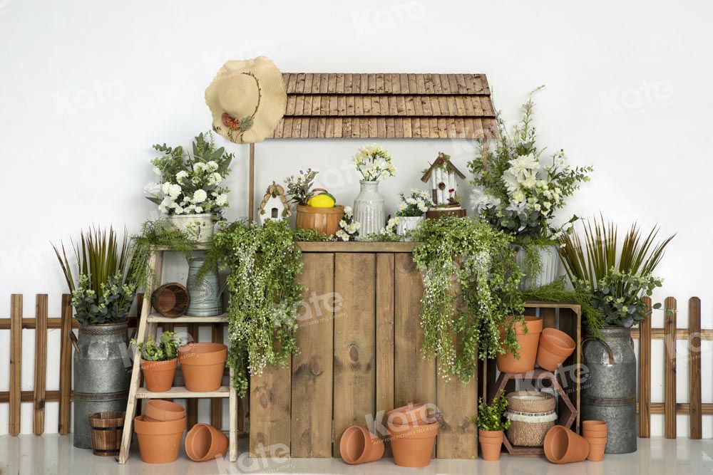 Kate Summer Yard Backdrop Flowerpot Designed by Emetselch