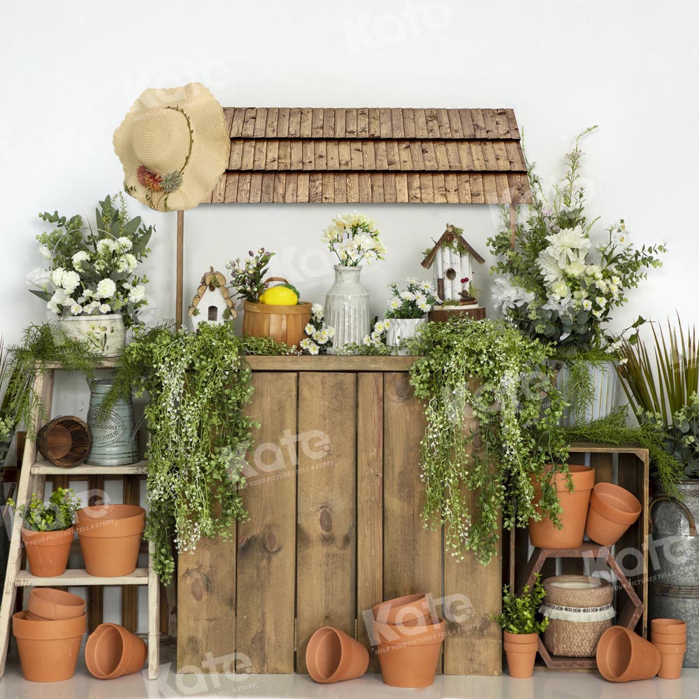 Kate Summer Yard Backdrop Flowerpot Designed by Emetselch