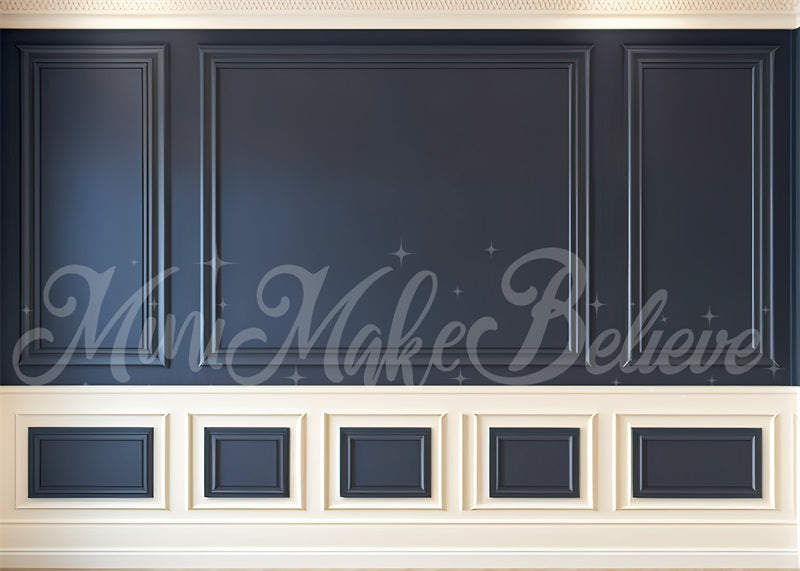 kate Painterly Navy Cream Interior Wall Trim Backdrop Designed by Mini MakeBelieve - Kate Backdrop AU
