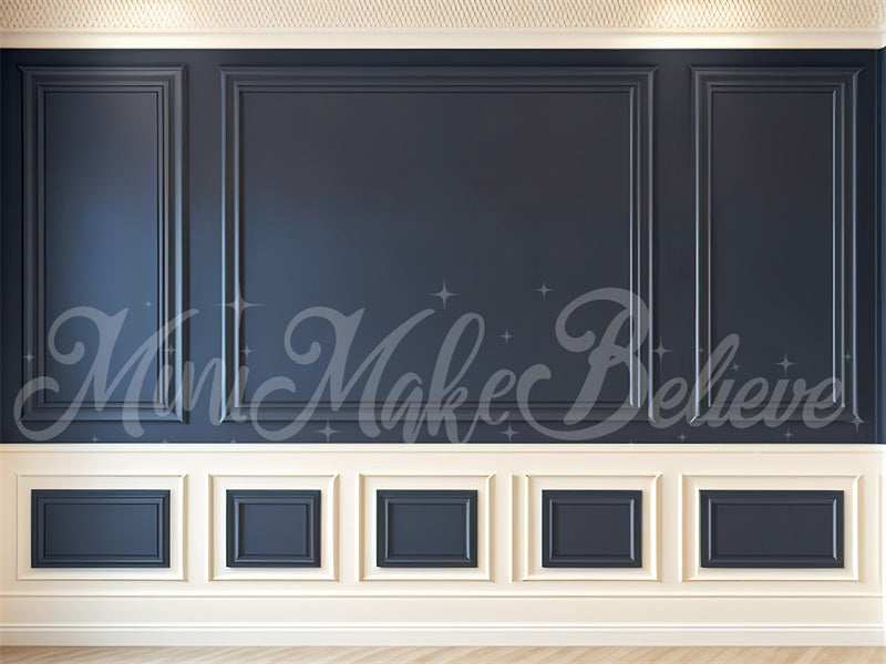kate Painterly Navy Cream Interior Wall Trim Backdrop Designed by Mini MakeBelieve - Kate Backdrop AU