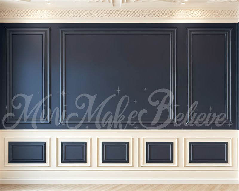 kate Painterly Navy Cream Interior Wall Trim Backdrop Designed by Mini MakeBelieve - Kate Backdrop AU