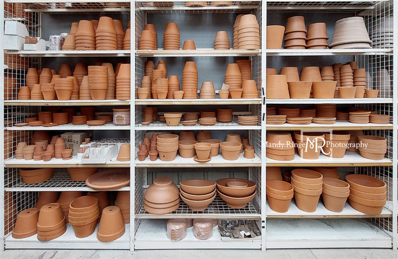 Kate Flower Pot Shelves Backdrop Designed by Mandy Ringe Photography