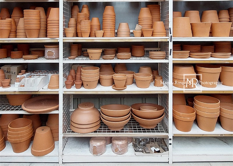 Kate Flower Pot Shelves Backdrop Designed by Mandy Ringe Photography