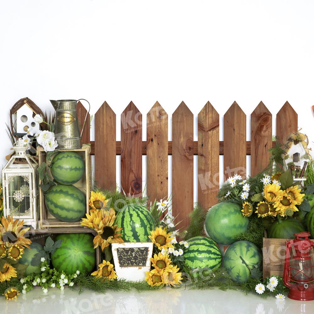 Kate Watermelon Farm Backdrop Wooden Fence Designed by Emetselch