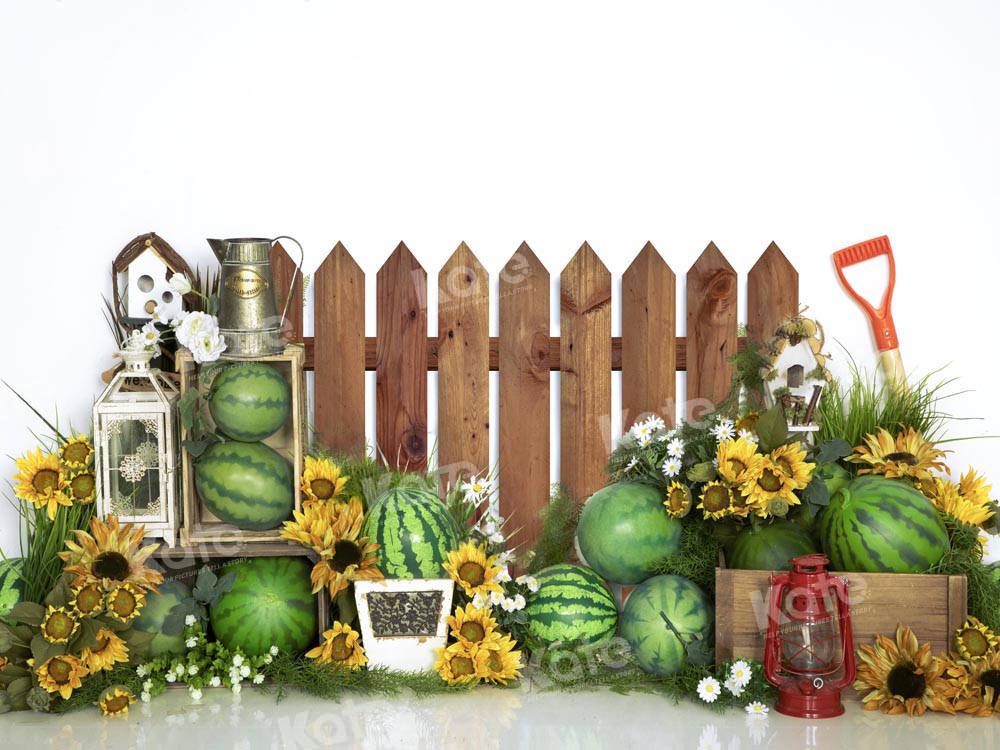 Kate Watermelon Farm Backdrop Wooden Fence Designed by Emetselch