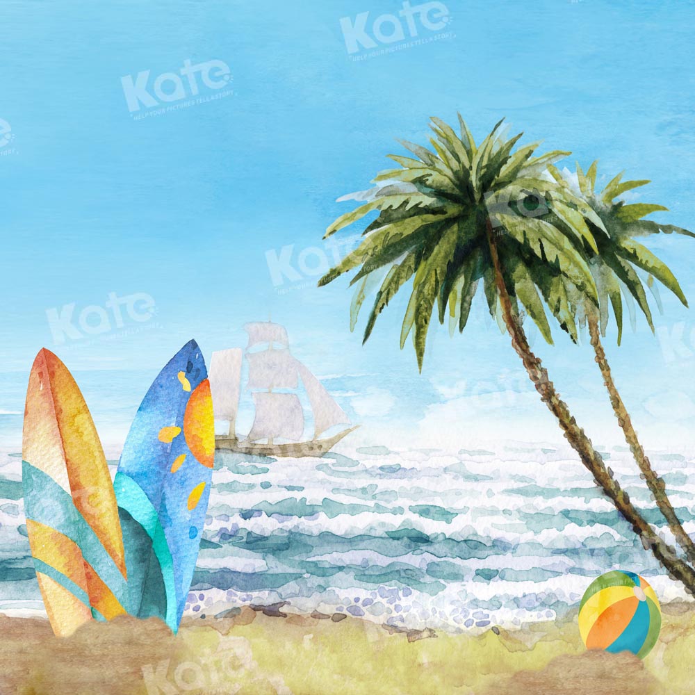 Kate Summer Beach Backdrop Seawater Boat Designed by Emetselch - Kate Backdrop AU