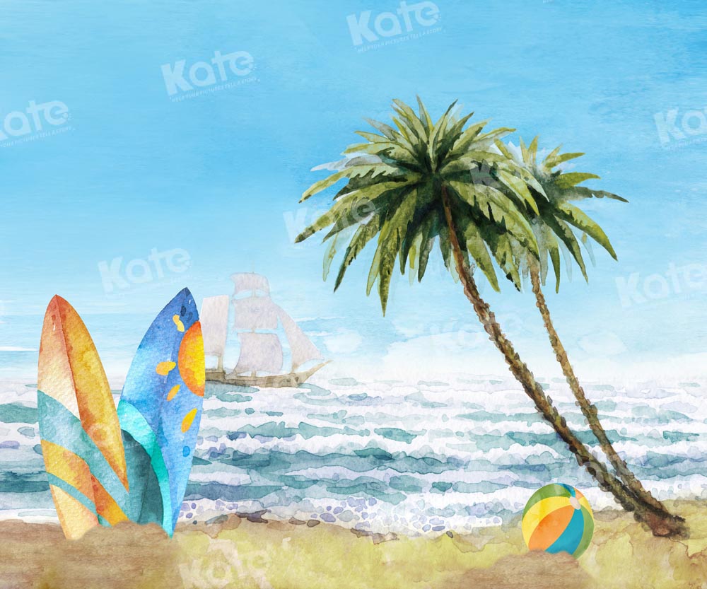 Kate Summer Beach Backdrop Seawater Boat Designed by Emetselch - Kate Backdrop AU