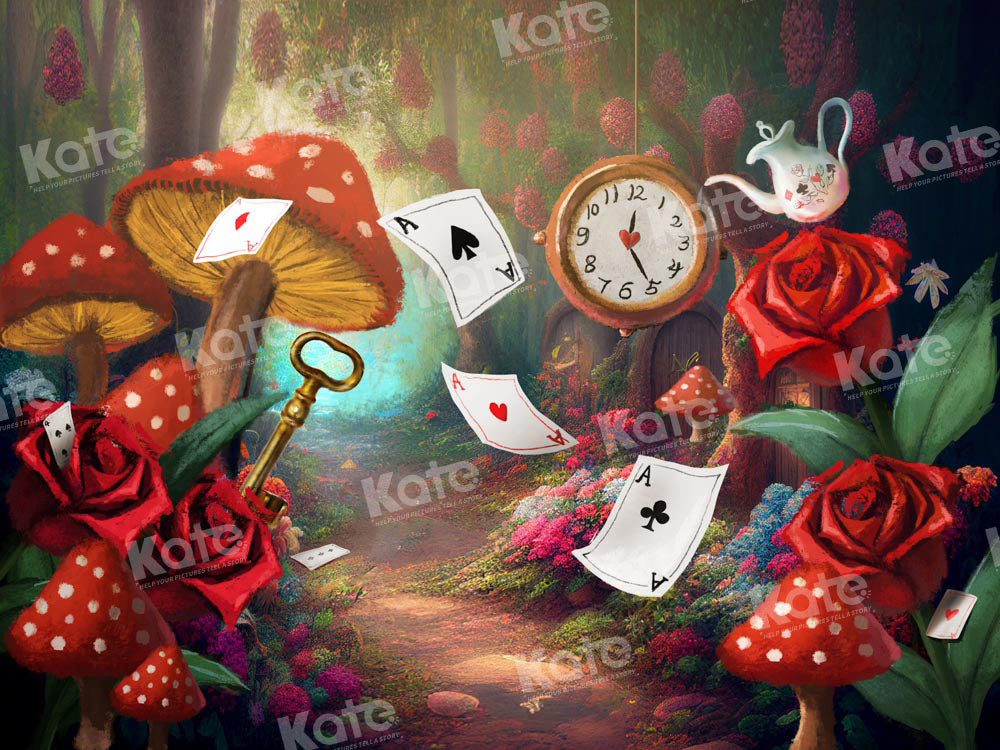 Kate Fantasy Magic World Backdrop Poker Rose Mushroom Designed by Chain Photography - Kate Backdrop AU