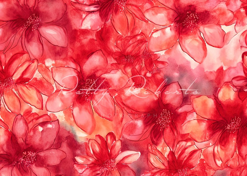 Kate Red Garden Welcome Flower Backdrop Fine Art Designed by Patty Roberts