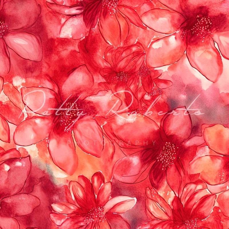Kate Red Garden Welcome Flower Backdrop Fine Art Designed by Patty Roberts
