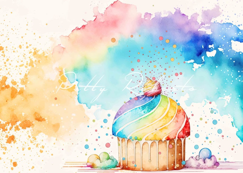 Kate Watercolor Cupcakes Backdrop Designed by Patty Robertss - Kate Backdrop AU
