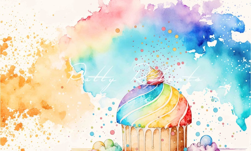 Kate Watercolor Cupcakes Backdrop Designed by Patty Robertss - Kate Backdrop AU