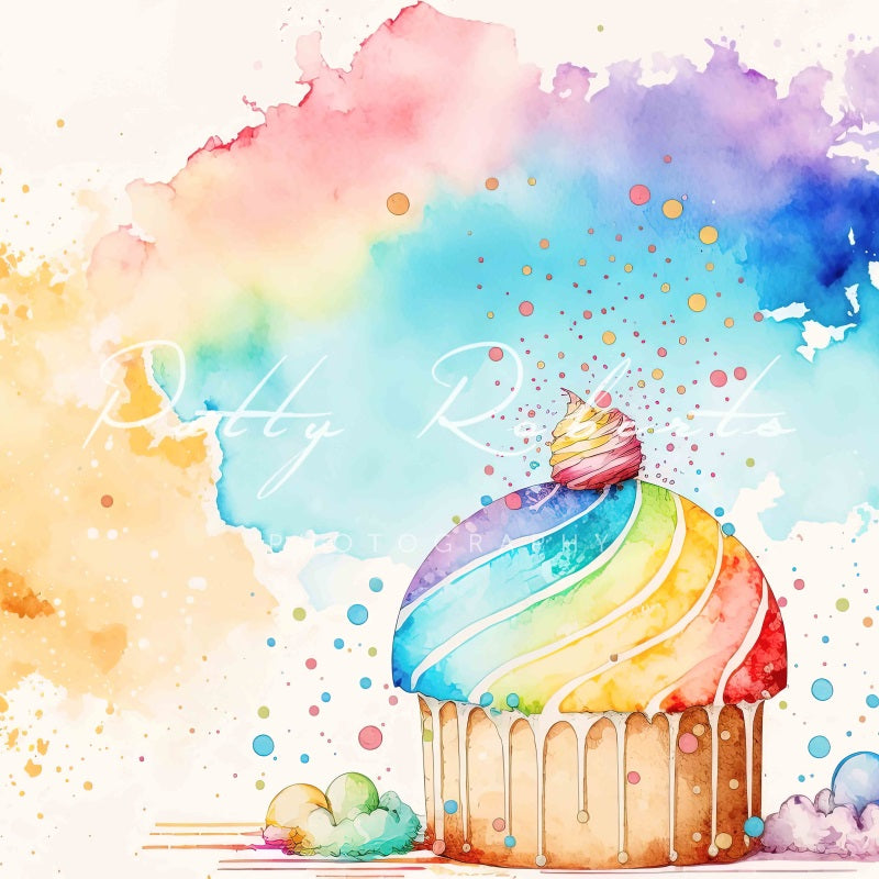 Kate Watercolor Cupcakes Backdrop Designed by Patty Robertss - Kate Backdrop AU
