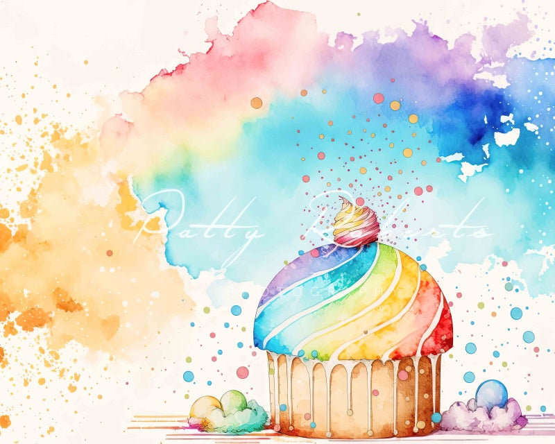 Kate Watercolor Cupcakes Backdrop Designed by Patty Robertss - Kate Backdrop AU