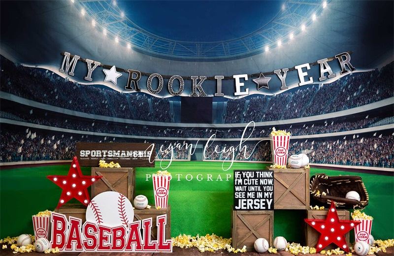 Kate My Rookie Year Baseball Backdrop Playground Designed by Megan Leigh Photography