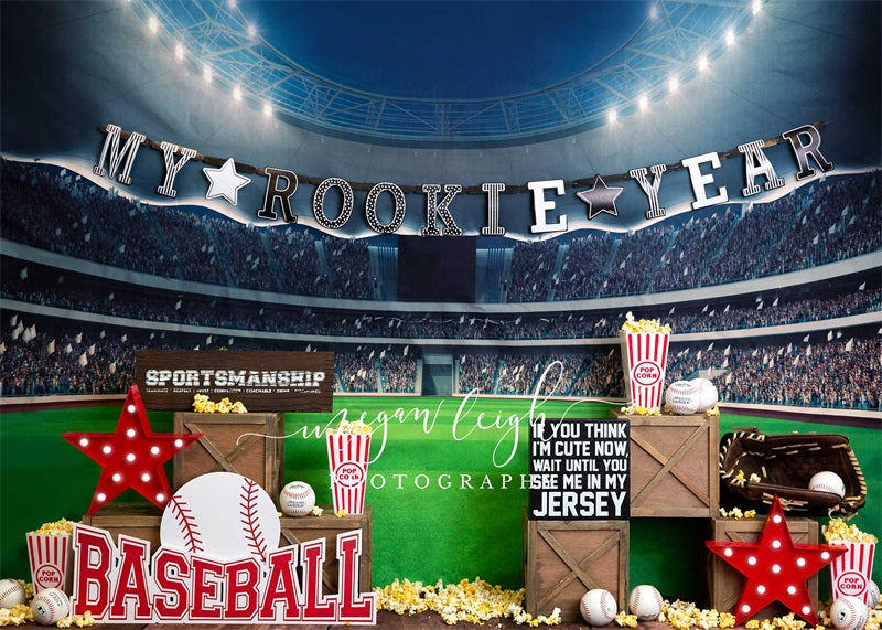 Kate My Rookie Year Baseball Backdrop Playground Designed by Megan Leigh Photography