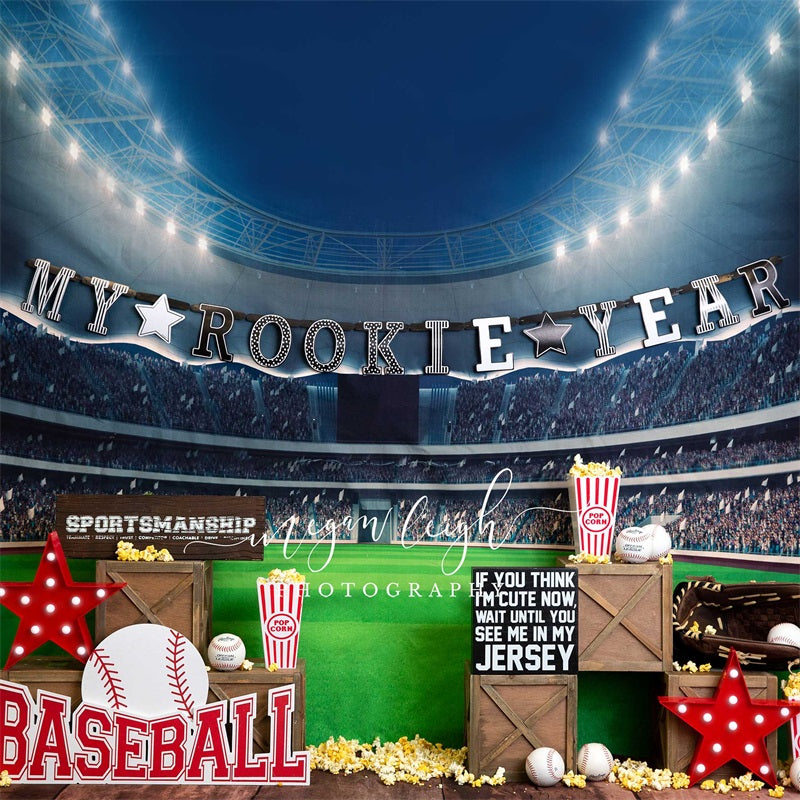 Kate My Rookie Year Baseball Backdrop Playground Designed by Megan Leigh Photography
