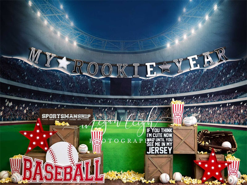 Kate My Rookie Year Baseball Backdrop Playground Designed by Megan Leigh Photography