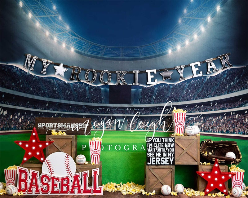 Kate My Rookie Year Baseball Backdrop Playground Designed by Megan Leigh Photography