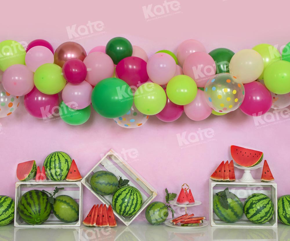 Kate Summer Watermelon Balloon Backdrop Cake Smash Designed by Emetselch - Kate Backdrop AU