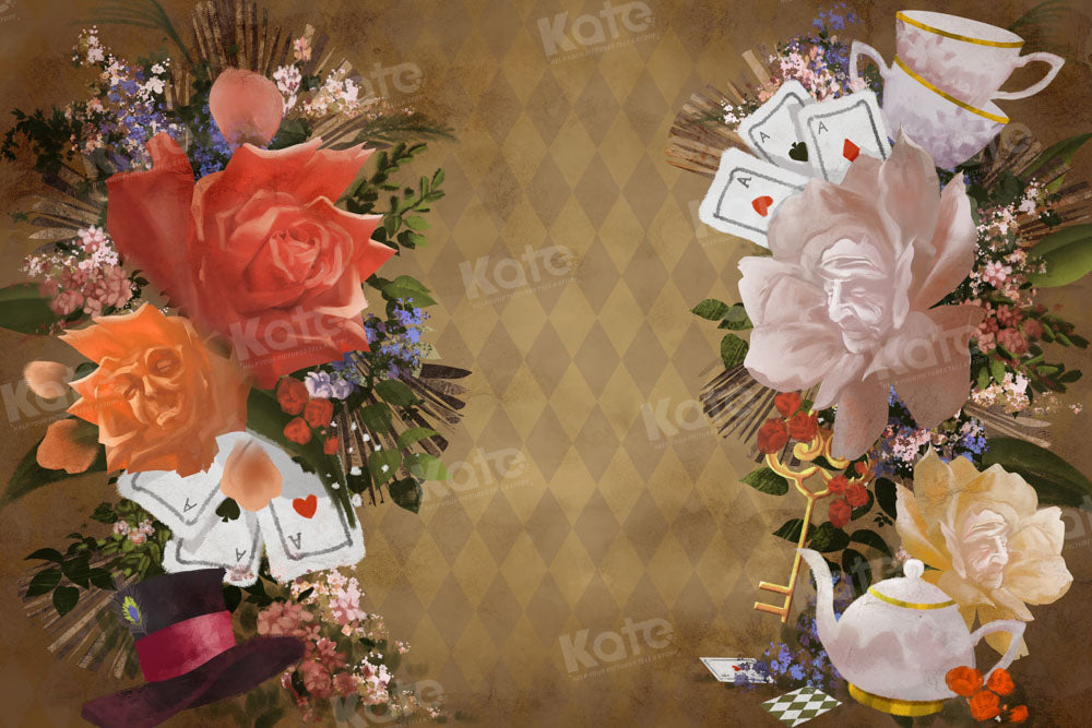 Kate Fine Art Floral Teapot Poker Hat Backdrop Designed by GQ