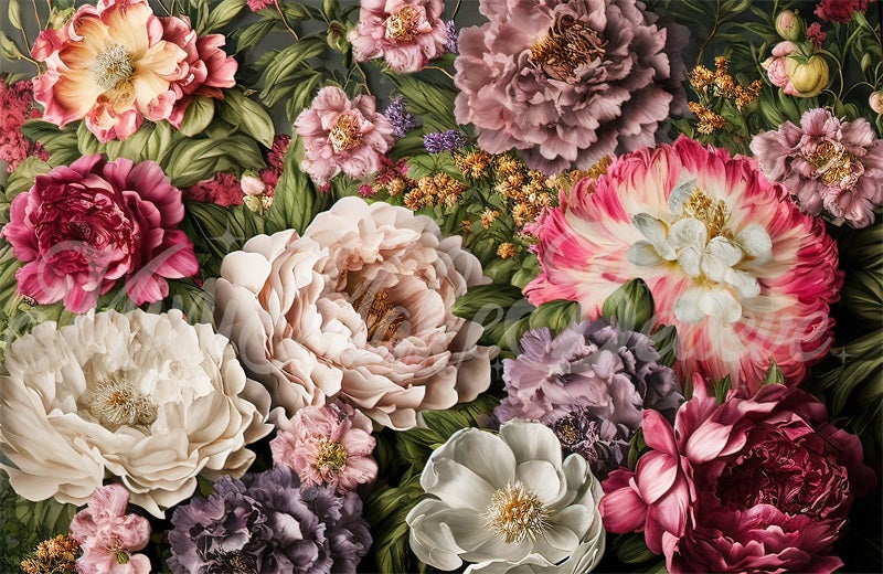 Kate Fine Art Spring Dark Flowers Wall Backdrop Designed by Mini MakeBelieve