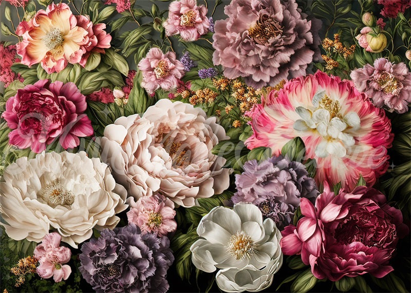 Kate Fine Art Spring Dark Flowers Wall Backdrop Designed by Mini MakeBelieve - Kate Backdrop AU