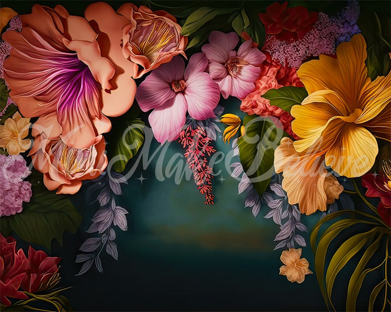 Kate Summer Floral Arch Backdrop Painterly Fine Art Tropical Designed by Mini MakeBelieve
