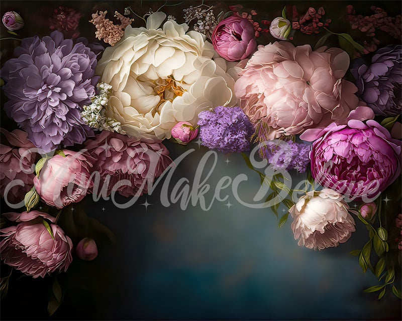 Kate Fine Art Dark Spring Flowers Backdrop Designed by Mini MakeBelieve - Kate Backdrop AU